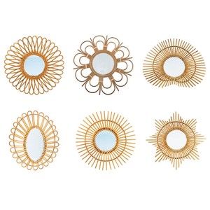 Miroirs muraux tendance en rotin naturel faits à la main, style minimaliste, pour la décoration de salle de bain et de salon (vente en gros) - Product Image 4