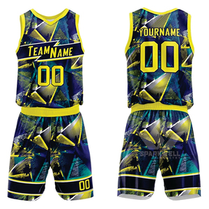 Conjunto de Camiseta de Baloncesto Sublimada Personalizada, Unisex para Adultos, Cuello en V, Sin Mangas, Absorbe la Humedad, Estampado Geométrico en la Parte Delantera - Product Image 1