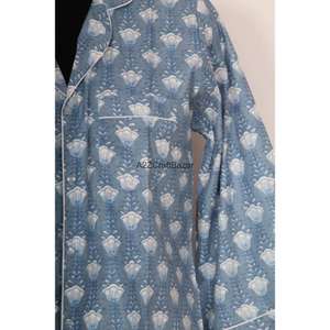 เดรสยาวพิมพ์ลายดอกไม้ผ้าฝ้ายรักษ์โลก แขนสไตล์เกาหลี พิมพ์ลายด้วยมือ คอวี ไซส์มินิ เสื้อเชิ้ตสไตล์ลำลอง ใส่ไปงานปาร์ตี้ฤดูร้อนได้ - Product Image 4