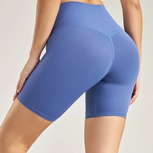 Shorts de Yoga de Cintura Alta para Mujer, Color Sólido, Logotipo Personalizado, Venta al Por Mayor, Tallas Grandes, Ropa Deportiva, Transpirable, Secado Rápido, Spandex/Poliéster - Product Image 4