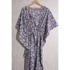 Vestido Maxi Kaftan de Algodón con Estampado Floral para Mujer, Estilo Bohemio, Ropa de Playa para Vacaciones, Tela Suave y Transpirable - Product Image 1