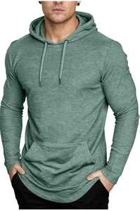 Sudadera con capucha deportiva de manga larga para hombre, estilo atlético, ajustada, informal, con logo personalizado, colores sólidos. - Product Image 6