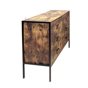 Comò Moderno Industriale Rustico in Legno Marrone a 6 Cassetti con Robusta Struttura in Acciaio per Organizzazione Vestiti - Product Image 6