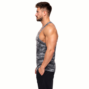 Débardeur de sport pour homme imprimé camouflage, tricoté, dos nageur, 100% coton respirant, pour la gym et l'entraînement - Product Image 4