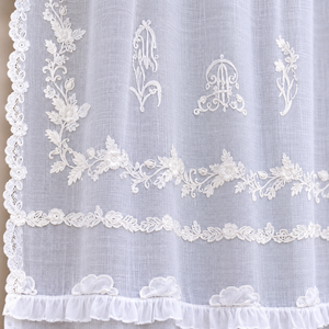 Elegant Botanical Scroll Embroidered Sheer Lace <b>Curtain</b> Panel Romantic <b>White</b> Drapery <b>for</b> Cottage Living Room & <b>Bedroom</b> Decor - Product Image 3