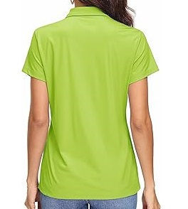 Polo de manga corta para mujer, color liso, tela Oxford transpirable, top informal, verde - Product Image 4
