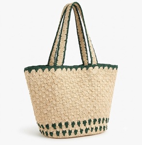 Bolso de Mano de Ganchillo, Color Sólido, Estilo Bohemio, Cierre de Cremallera, Bolso de Playa para Mujer, Forro de Algodón - Product Image 4