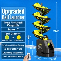 Machine à balles de tennis/pickleball universelle ; Machine à balles automatique télécommandée avec filet de retour ; Idéale pour l'entraînement en solo