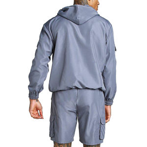 Ensembles de vêtements de sport coupe-vent pour hommes, ensembles de survêtements 100% nylon, sweats à capuche et shorts imperméables - Product Image 4