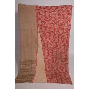 Handmade Indian Kantha <b>Quilt</b> Vintage Floral Print Cotton <b>Throw</b> Boho Eco Friendly Reversible Bedspread - Product Image 1