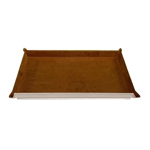 Rectangle Leather Jewelry <b>Storage</b> Tray Minimalist Design Single Tier With Lid Table Organizer <b>Brown</b> - Product Image 3