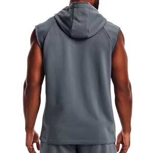 Men Eagle Sports Autumn Solid <b>Workout</b> Sleeveless <b>Hoodies</b> for Gym Fitness-Spandex/Cotton Slim Fit Anti-shrink 180g Needle - Product Image 2
