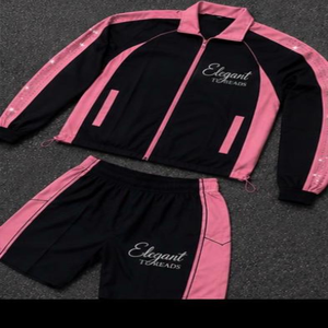 Conjunto Deportivo Elegante para Hombre con Bloques de Color, Chaqueta con Cierre y Pantalones Cortos de Secado Rápido, Poliéster y Spandex, Ropa de Primavera - Product Image 2