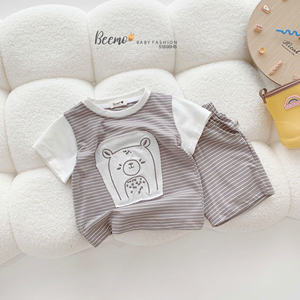 Ensembles de vêtements décontractés pour tout-petits garçons, style coréen, haute qualité, t-shirts et shorts en coton, pour boutiques de vêtements pour garçons, vente en gros - Product Image 5