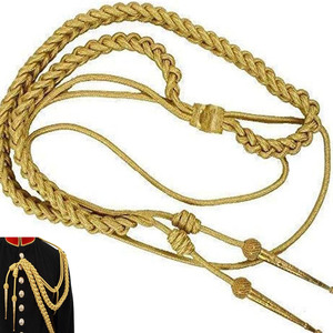 Uniform Gold Bullion wire with Red Linning Aiguillettes gold Metal Aiguillette with 2 Gold Tags - Product Image 4