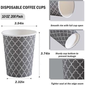 10 oz Disposable Paper <b>Cups</b> 200 Pack Insulated 10oz Hot/<b>Cold</b> Drink <b>Cups</b> Coffee <b>Cups</b> Disposable Drinkware - Product Image 2