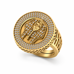 Bague de mariage fine pour homme, design tendance, style Hip Hop, personnalisée, tête de Pharaon, en argent 925, Moissanite, sertie de pierres, effet bling - Product Image 1