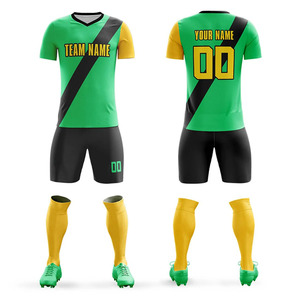 Conjunto de Camiseta de Fútbol Personalizada MindShare Unisex, Manga Corta, Verde y Amarillo a Rayas, Transpirable, Absorbe la Humedad, Anti-UV - Product Image 6