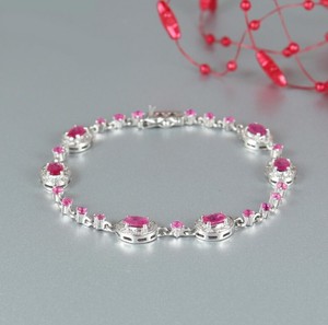 Natural <b>Ruby</b> Stone Charm <b>Bracelet</b> 925 Sterling Silver Gold Plated Red Gemstone Handmade Elegant Luxury Jewelry for Women - Product Image 3
