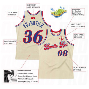 Camiseta de Baloncesto Retro Personalizada, Color Rojo Real, Auténtica, Sublimada, Uniforme de Baloncesto Retro Premium - Product Image 3