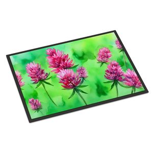 Felpudo de acuarela de trébol rojo de Vermont, alfombra antideslizante para entrada interior/exterior, alfombra lavable de pila baja de 24H X 36W, felpudo para puerta Delantera - Product Image 1