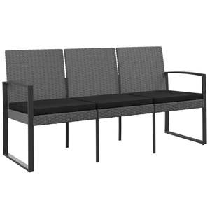 Banc de jardin 3 places gris foncé et anthracite, banc de patio élégant pour la détente en plein air - Product Image 2