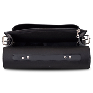 Sac messager unisexe en cuir noir uni avec sangle réglable et fermeture à boucle classique, idéal pour le bureau, durable, toutes saisons - Product Image 4