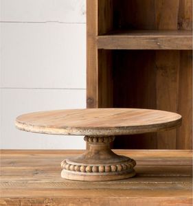 Soporte para Pastel de Madera de Mango Hecho a Mano, Base Redonda Rústica para Exhibición de Postres, Frutero de Madera Acanalado y Bandeja para Servir, Soporte Decorativo para Pastel - Product Image 5