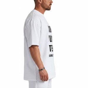 T-shirts pour hommes en gros, design personnalisé, coupe ample, tissu uni teint, respirant, surdimensionnés - Product Image 3