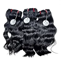 Cheveux humains indiens Remy légèrement ondulés, cheveux de temple du sud de l'Inde pour tissage de cheveux avec double trame machine