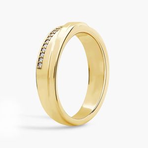 แหวนแต่งงานผู้ชายขอบเพชรปาเว่ลายเส้นเฉียงสีโรสโกลด์ - Product Image 6