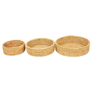 Export Quality <b>Round</b> Shape Best Seller Rattan Woven <b>Wicker</b> Storage Serving Fruit Tray Kitchen Ware Home Tabletop Decoration Tray - Product Image 1