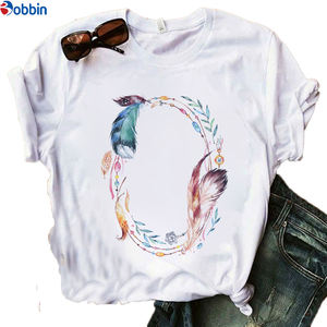 T-shirt pour femmes avec motifs de plumes amusants, imprimé, respirant, style adorable et doux, grande taille, t-shirts pas chers pour femmes - Product Image 3
