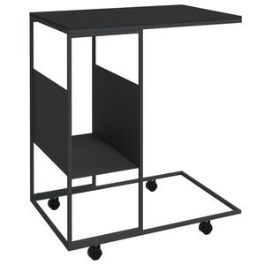 Mesa auxiliar de madera de ingeniería negra de 21.7"x14.2"x25" con ruedas para muebles de sala de estar - Product Image 2