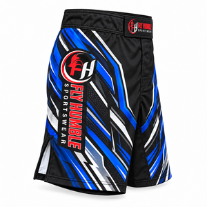 Pantalones Cortos Deportivos Fly Humble para Hombre, MMA, Azul, Negro, Blanco, Estampado por Sublimación, Absorción de Humedad, Ajuste Atlético, Artes Marciales Mixtas - Product Image 2