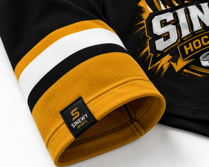 SINEWY SPORTS Heren Custom IJshockey Jersey Zwart Goud Santa Design Gesublimeerd Vochtregulerend Volledige Mouw Regular Fit - Product Image 6