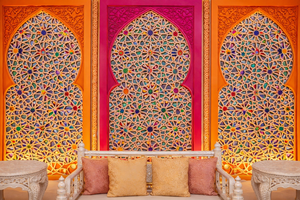 Décoration de scène de mariage de luxe sur le thème arabe, style marocain musulman, pour événements Mehndi, Sangeet et Haldi, États-Unis - Product Image 6