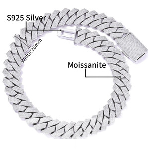 Collier chaîne géométrique en argent 925 plaqué or et platine, serti de moissanite taille brillant, certifié GRA, unisexe, style hip-hop - Product Image 6