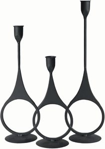 Modern Casted Candle Holders Set metal taper candle stand matte <b>black</b> candle stand set of 3 pcs cast iron & Aluminium decor - Product Image 4