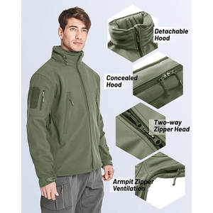 Chaqueta Softshell Ligera con Capucha para Hombre, para Correr, Viajar, Senderismo, Ropa Exterior Cortavientos, Repelente al Agua - Product Image 3
