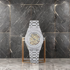 Custom Iced Out <b>Automatic</b> Watch Skeleton Movement Full Moissanite Diamond Jewelry Watch - Product Image 1