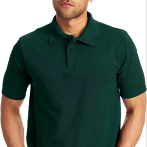 Polo en coton uni pour homme, manches courtes, coupe classique, boutons, col blanc, marron - Product Image 2