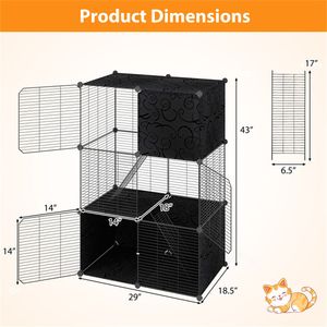 Tiragraffi per Gatti da Interno XL da 44 Pollici con Posti di Tuffo a Più Livelli, Amaca e Palline Appese, Nero - Product Image 6