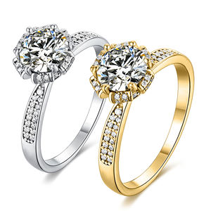 Bague de fiançailles unisexe AMBER JEWELS en moissanite plaquée rhodium, taille brillant, sertissage à griffes, style romantique, argent 925, IGI - Product Image 3