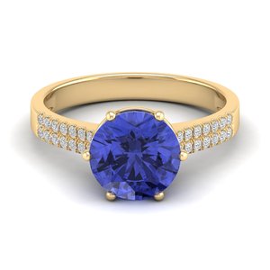 Anillos de compromiso de oro macizo de 14 quilates con diamantes de diseño elegante REYES para mujer, regalo de boda con piedra preciosa de tanzanita de lujo, joyería fina - Product Image 1