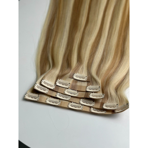 Extensions de cheveux humains vierges vietnamiens bruts, lisses comme des baguettes, blondes avec mèches, à clipser, de qualité supérieure, vente en gros - Product Image 3