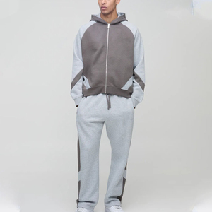 Ensemble coupe-vent pour homme, 2 pièces, respirant, style streetwear, design color block, hiver, avec capuche - Product Image 6