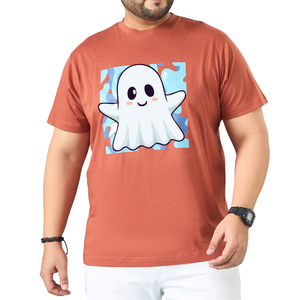 เสื้อยืดผู้ชายลายการ์ตูน พิมพ์ลายกราฟิก คอกลม แขนครึ่งแขน ทรงปกติ พลัสฟิต สีเทอร์ราคอตต้า เสื้อยืดผ้าฝ้าย รับสกรีนแบรนด์ - Product Image 1