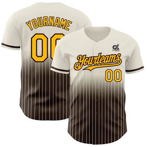 Camiseta de Béisbol Personalizada con Rayas Degradadas Negras para Hombre, Uniforme de Equipo con Botones, Antibacteriana, Transpirable, de Poliéster - Product Image 2