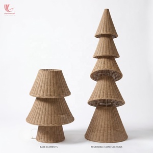 Árbol de Navidad de Mimbre Iluminado con Base de Bambú, Decoración Navideña para el Hogar - Product Image 5